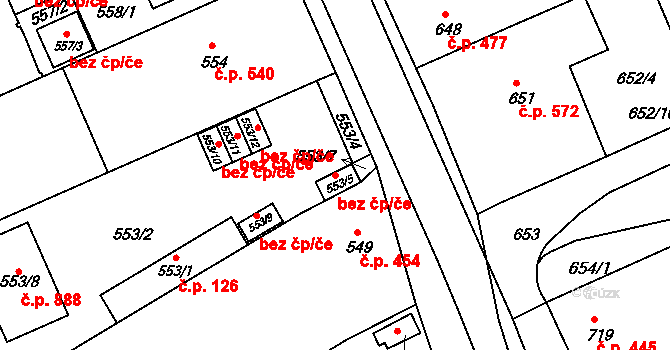 Chropyně 49220942 na parcele st. 553/5 v KÚ Chropyně, Katastrální mapa