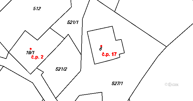 Ruda 17, Krouna na parcele st. 6 v KÚ Čachnov, Katastrální mapa