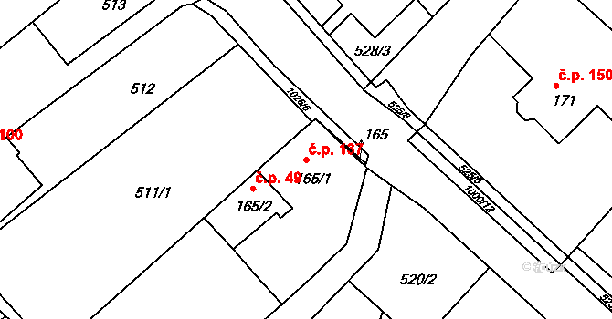 Orlice 137, Letohrad na parcele st. 165/1 v KÚ Orlice, Katastrální mapa