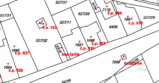 Beroun-Závodí 610, Beroun na parcele st. 1881 v KÚ Beroun, Katastrální mapa