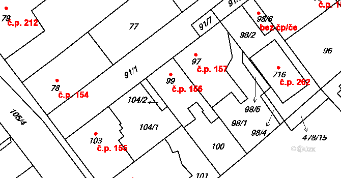 Svinařov 156 na parcele st. 99 v KÚ Svinařov u Kladna, Katastrální mapa