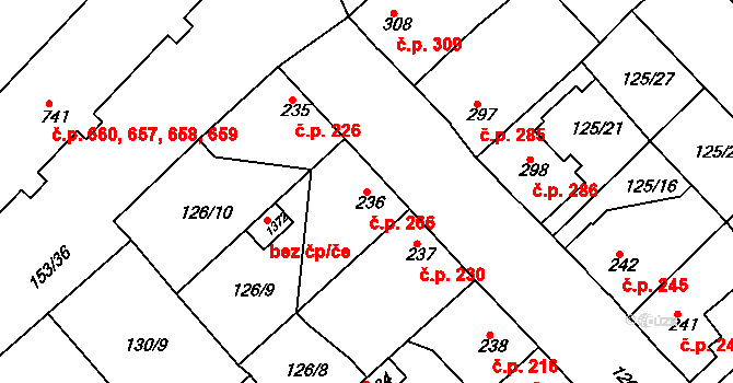 Lobeček 266, Kralupy nad Vltavou na parcele st. 236 v KÚ Lobeček, Katastrální mapa
