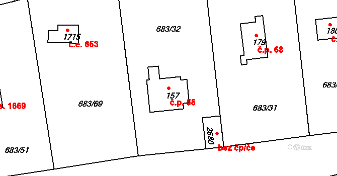 Pikovice 55, Hradištko na parcele st. 157 v KÚ Hradištko pod Medníkem, Katastrální mapa