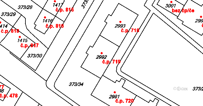 Sušice II 719, Sušice na parcele st. 2992 v KÚ Sušice nad Otavou, Katastrální mapa