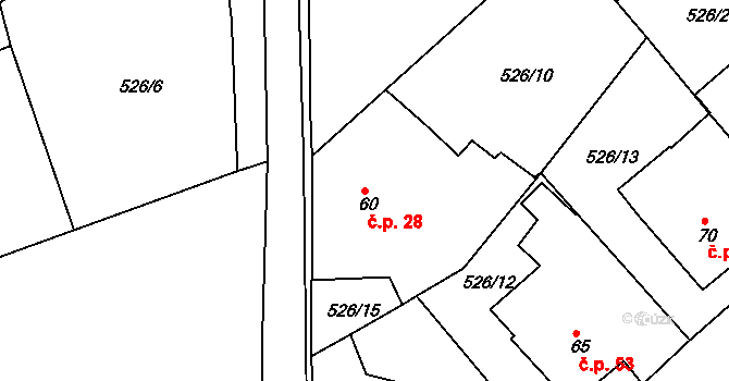 Plískov 28 na parcele st. 60 v KÚ Plískov, Katastrální mapa