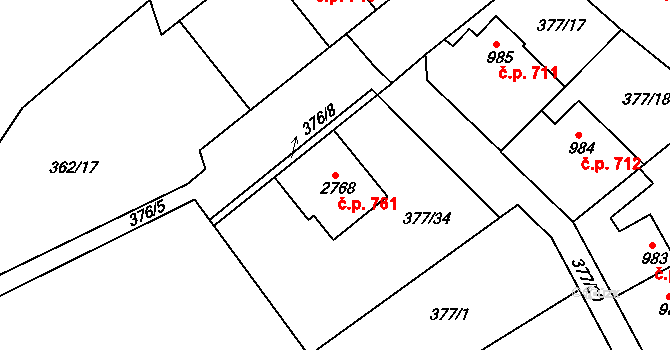 Náchod 761 na parcele st. 2768 v KÚ Náchod, Katastrální mapa