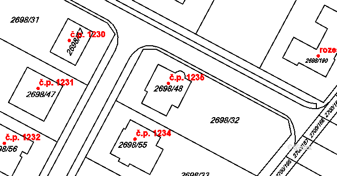Svatobořice 1235, Svatobořice-Mistřín na parcele st. 2698/48 v KÚ Svatobořice, Katastrální mapa