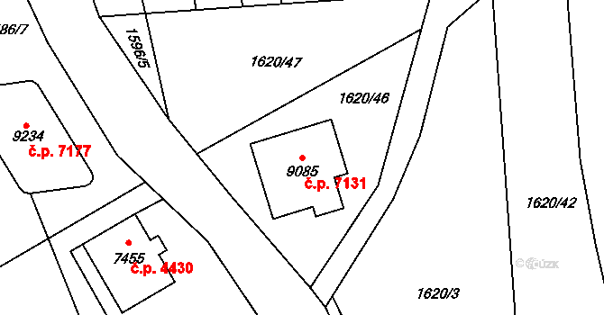 Zlín 7131 na parcele st. 9085 v KÚ Zlín, Katastrální mapa
