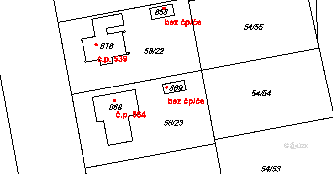 Lysá nad Labem 89362942 na parcele st. 869 v KÚ Litol, Katastrální mapa