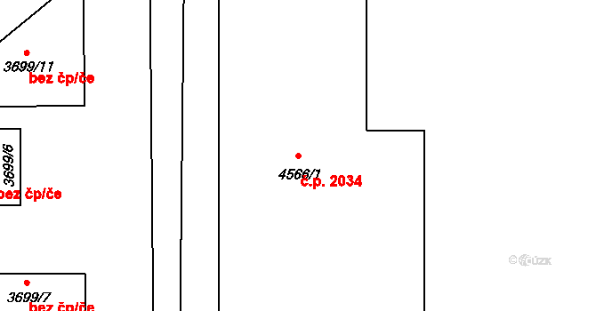 Bruntál 2034 na parcele st. 4566/1 v KÚ Bruntál-město, Katastrální mapa