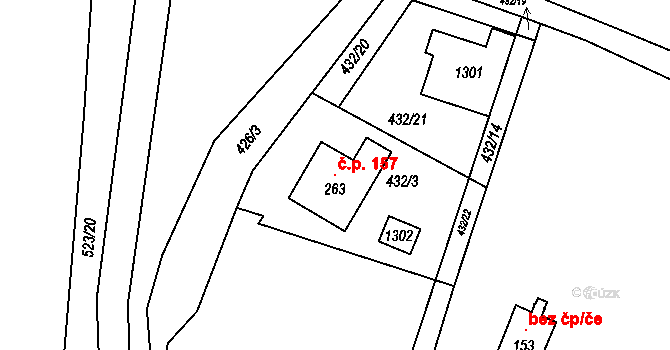 Javorník 157 na parcele st. 263 v KÚ Javorník u Svitav, Katastrální mapa