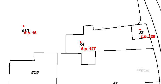 Sedlec 127, Kutná Hora na parcele st. 59 v KÚ Sedlec u Kutné Hory, Katastrální mapa