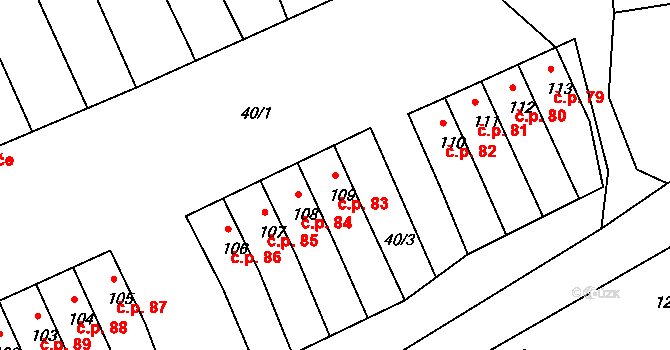 Bor 83, Sadov na parcele st. 109 v KÚ Bor u Karlových Var, Katastrální mapa