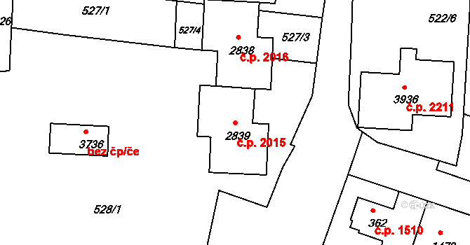Nymburk 2015 na parcele st. 2839 v KÚ Nymburk, Katastrální mapa