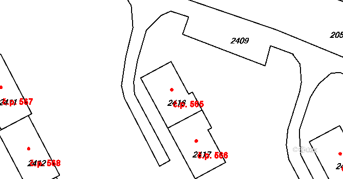 Mimoň I 565, Mimoň na parcele st. 2416 v KÚ Mimoň, Katastrální mapa