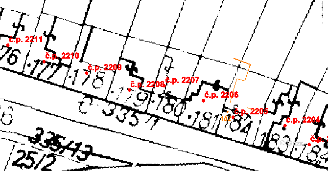 Podlusky 2207, Roudnice nad Labem na parcele st. 180 v KÚ Podlusky, Katastrální mapa