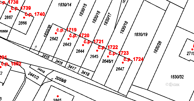 Hořice 1722 na parcele st. 2645 v KÚ Hořice v Podkrkonoší, Katastrální mapa
