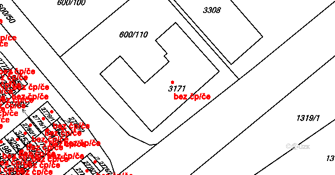 Litomyšl-Město 1131, Litomyšl na parcele st. 3171 v KÚ Litomyšl, Katastrální mapa