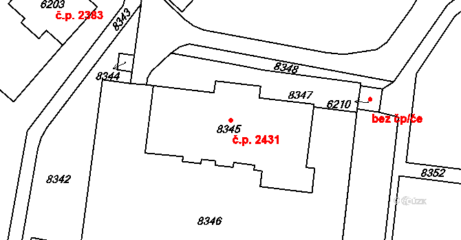 Líšeň 2431, Brno na parcele st. 8345 v KÚ Líšeň, Katastrální mapa