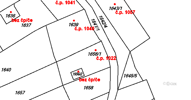 Jablunkov 1022 na parcele st. 1656/1 v KÚ Jablunkov, Katastrální mapa