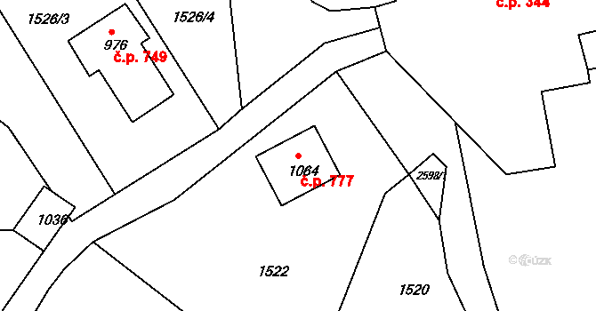 Česká Kamenice 777 na parcele st. 1064 v KÚ Česká Kamenice, Katastrální mapa