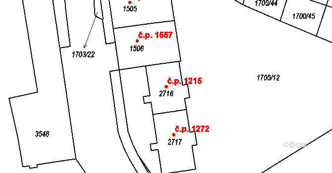 Cheb 1215 na parcele st. 2716 v KÚ Cheb, Katastrální mapa