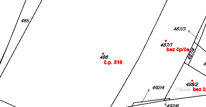 Holešovice 516, Praha na parcele st. 486 v KÚ Holešovice, Katastrální mapa
