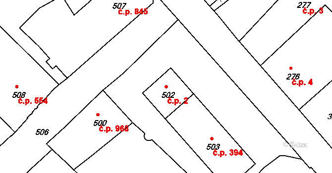 Rumburk 1 2, Rumburk na parcele st. 502 v KÚ Rumburk, Katastrální mapa