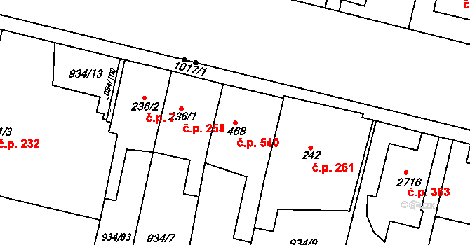 Nový Hradec Králové 540, Hradec Králové na parcele st. 468 v KÚ Nový Hradec Králové, Katastrální mapa