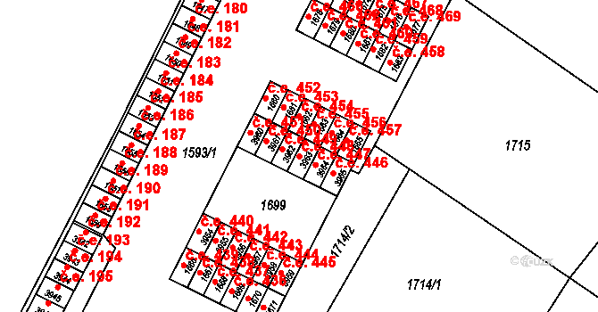 Kuřim 448 na parcele st. 3963 v KÚ Kuřim, Katastrální mapa