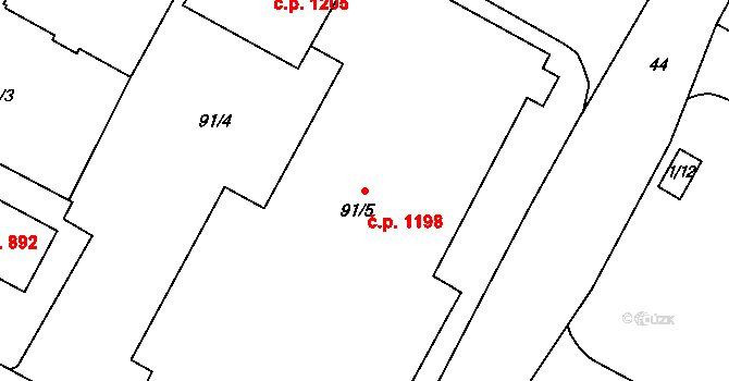Šumbark 1198, Havířov na parcele st. 91/5 v KÚ Šumbark, Katastrální mapa