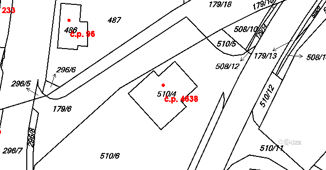 Rýnovice 4638, Jablonec nad Nisou na parcele st. 510/4 v KÚ Rýnovice, Katastrální mapa