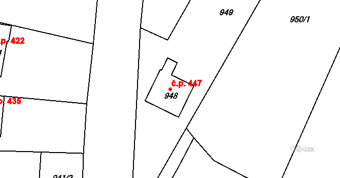 Kluč 447, Habartov na parcele st. 948 v KÚ Habartov, Katastrální mapa