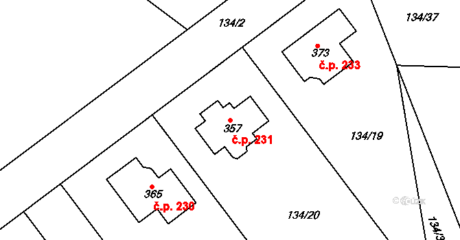 Vysoká Pec 231, Bohutín na parcele st. 357 v KÚ Vysoká Pec u Bohutína, Katastrální mapa