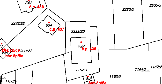 Nezamyslice 436 na parcele st. 529 v KÚ Nezamyslice nad Hanou, Katastrální mapa