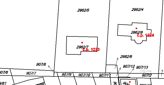 Sedlčany 1223 na parcele st. 2962/7 v KÚ Sedlčany, Katastrální mapa
