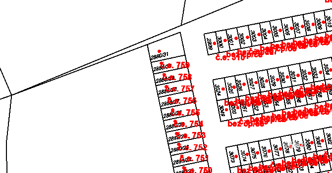 Lutyně 756, Orlová na parcele st. 2880/28 v KÚ Horní Lutyně, Katastrální mapa