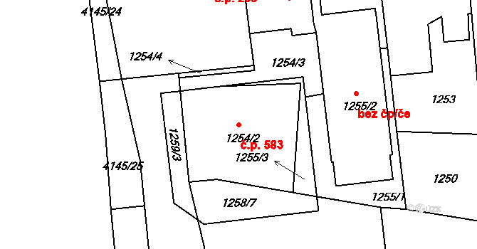 Podmoklice 583, Semily na parcele st. 1254/2 v KÚ Semily, Katastrální mapa