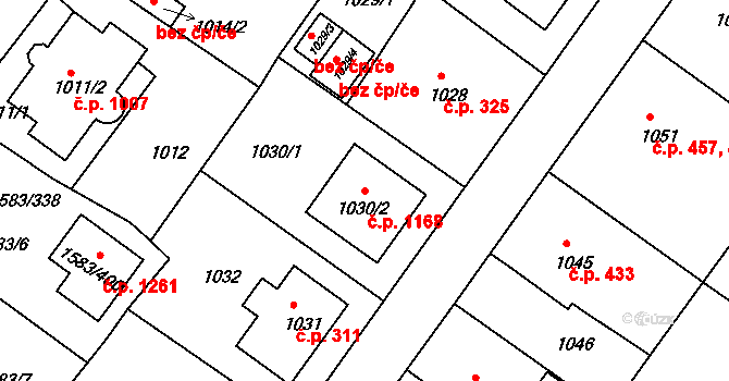 Liberec VI-Rochlice 1168, Liberec na parcele st. 1030/2 v KÚ Rochlice u Liberce, Katastrální mapa