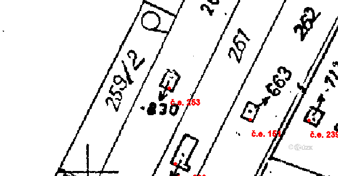 Luleč 253 na parcele st. 830 v KÚ Luleč, Katastrální mapa