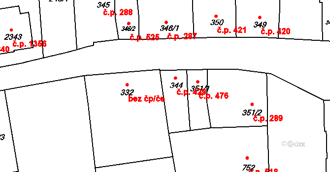Lipník nad Bečvou I-Město 429, Lipník nad Bečvou na parcele st. 344 v KÚ Lipník nad Bečvou, Katastrální mapa