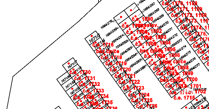 Teplické Předměstí 1719, Bílina na parcele st. 1671/6 v KÚ Bílina, Katastrální mapa