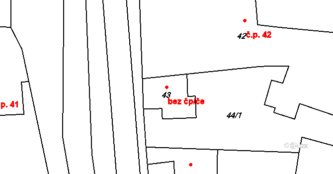 Černotín 38756943 na parcele st. 43 v KÚ Černotín, Katastrální mapa