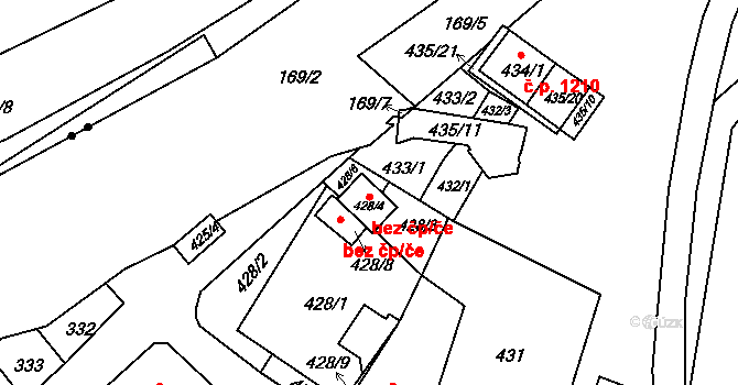 Brno 39491943 na parcele st. 428/4 v KÚ Slatina, Katastrální mapa