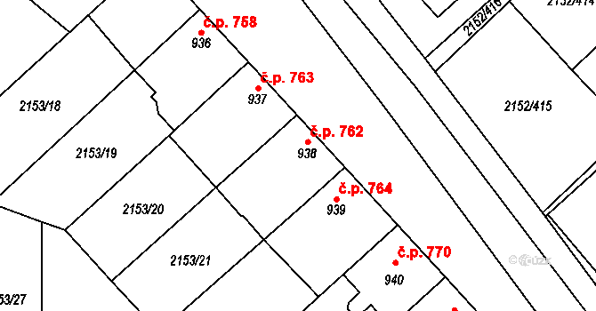 Napajedla 762 na parcele st. 938 v KÚ Napajedla, Katastrální mapa