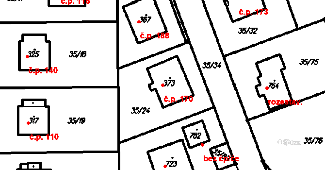 Ruprechtov 170 na parcele st. 373 v KÚ Ruprechtov, Katastrální mapa