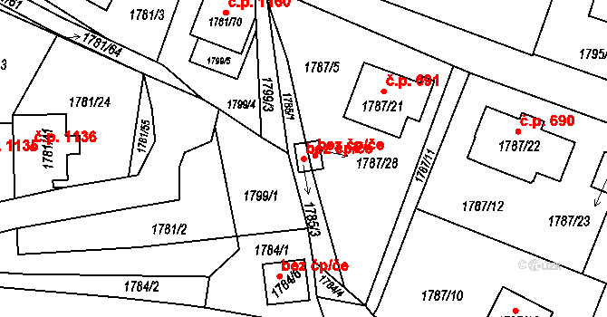 Jilemnice 43054943 na parcele st. 1785/3 v KÚ Jilemnice, Katastrální mapa