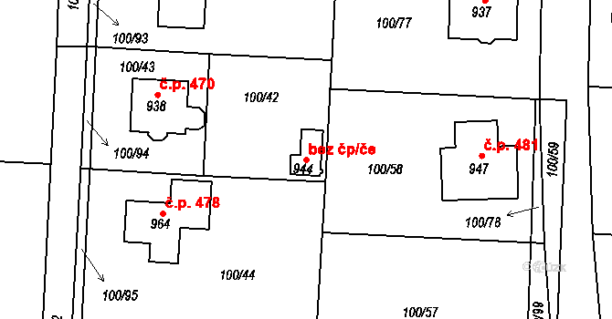 Třemošnice 43326943 na parcele st. 944 v KÚ Třemošnice nad Doubravou, Katastrální mapa