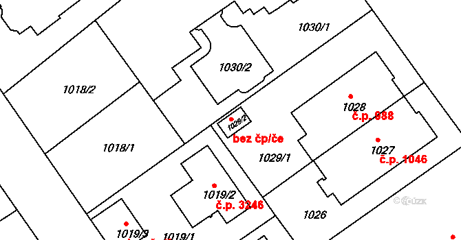 Teplice 45120943 na parcele st. 1029/2 v KÚ Teplice, Katastrální mapa