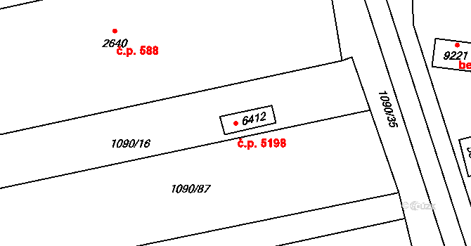 Zlín 47730943 na parcele st. 6412 v KÚ Zlín, Katastrální mapa